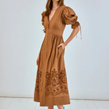 Kirin Dress -Mocha Embroidered Eyelet