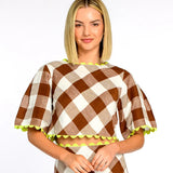 Paloma top -Brown Gingham