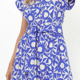 Belted Shirt Dress -Blue Eclipse