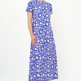 Short Sleeve Shift Maxi dress -Blue Eclipse