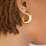 Kirby Hammered Tube Hoop Earring -Gold