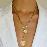 Nikita Toggle Chain Medallion Lariat Necklace -Gold