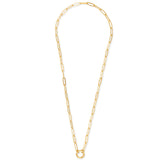 Margaret Paperclip Push Clasp Necklace -Gold (Charm Bar)