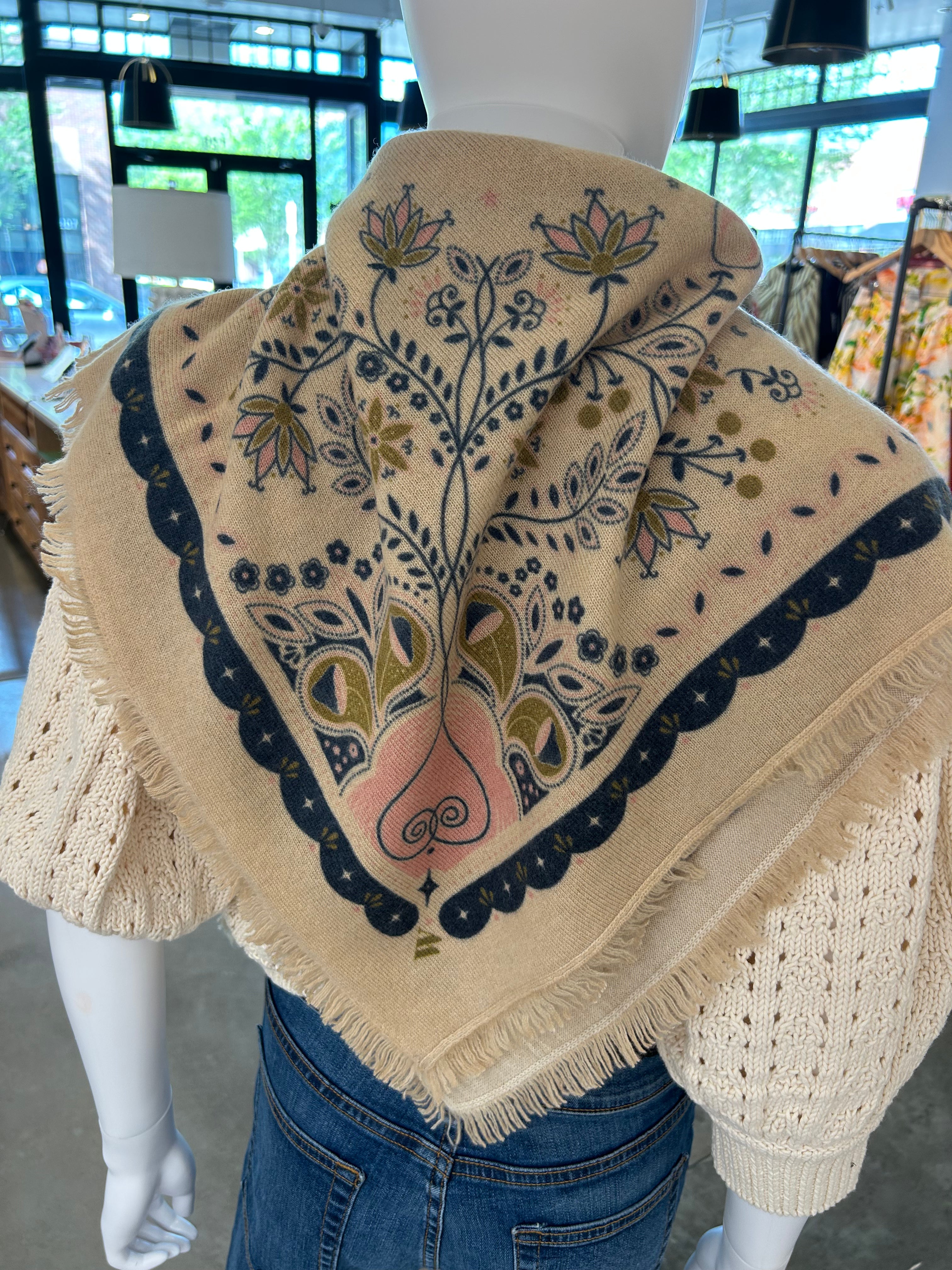 Celestial Bird Cashmere Bandana Wrap