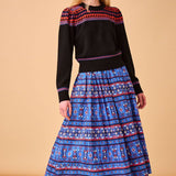 Tatum Skirt - Blue Block Print