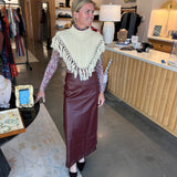 Wright Fringe Skirt in Maroon