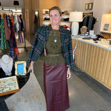 Wright Fringe Skirt in Maroon