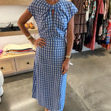 Blue Printed Check Dress