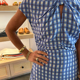 Blue Printed Check Dress