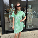 Margot Dress -Green Stripe