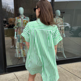 Margot Dress -Green Stripe