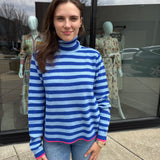 Little Stripe Roll Collar -Blue