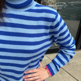 Little Stripe Roll Collar -Blue