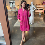 Linda Dress -Fuchsia / Gold Paisley