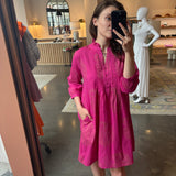 Linda Dress -Fuchsia / Gold Paisley