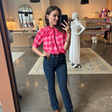 Pam Top -Pink Gingham