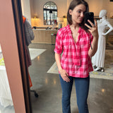 Pam Top -Pink Gingham