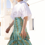 Ruffle Maxi Skirt -Ascot Teal