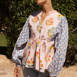 Mandarin Balloon Top -Provence Blue