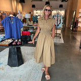 Button Front Cap Sleeve Dress