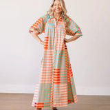Apricot Colorful Stripe Dress