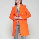 Orange Double Breasted Long Coat