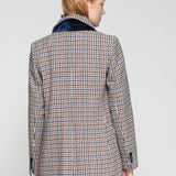 Houndstooth Velvet Collar Jacket