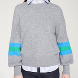 Grey Sweaters with Blue/Green Stripes