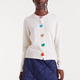 White Cardigan with Heart Buttons