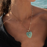 Amazonite Heart Bail on Gold Chain