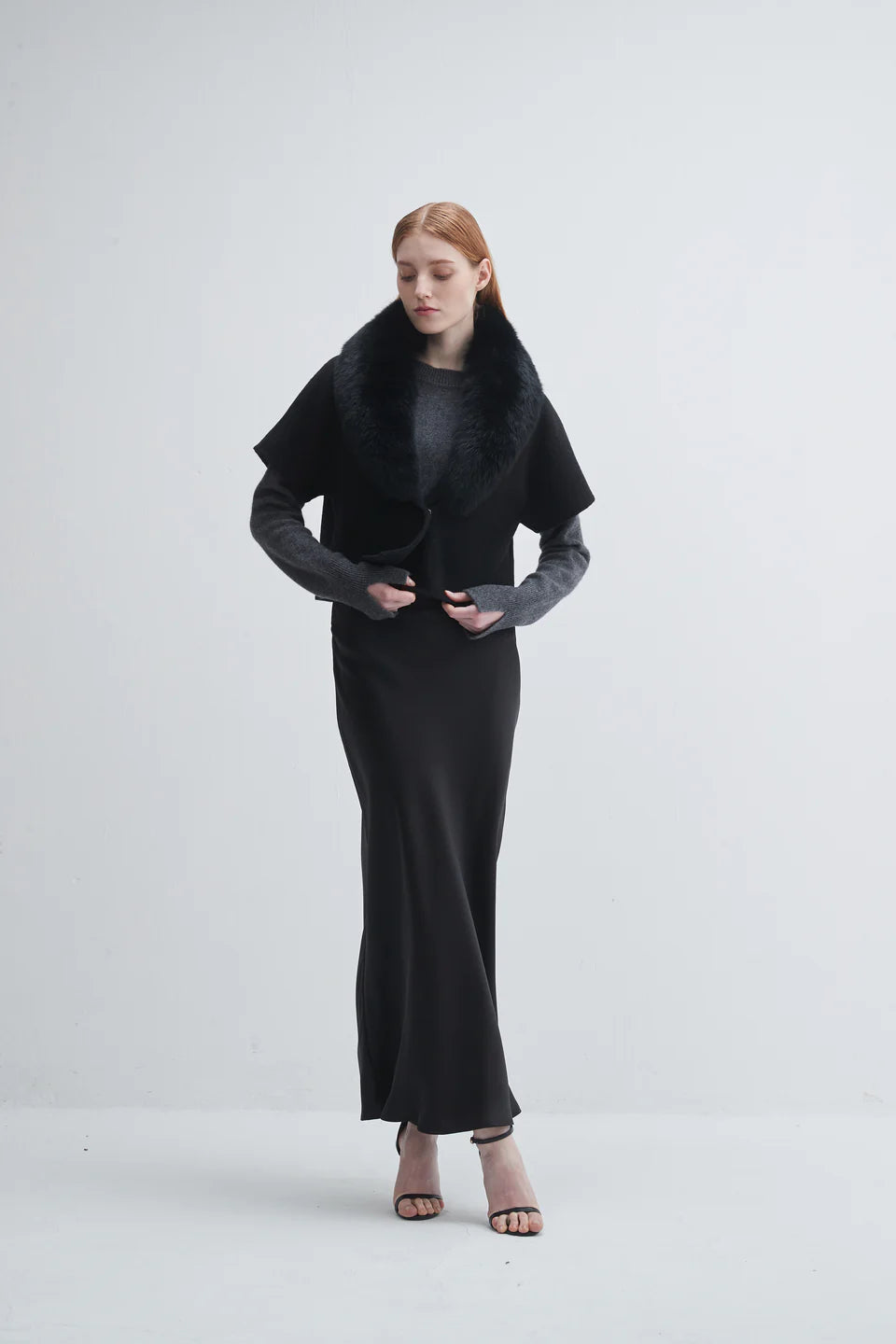 Short Sleeve Fur Collar Jacket