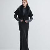 Short Sleeve Fur Collar Jacket