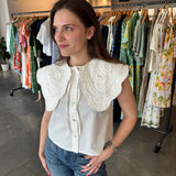 Ruffle Embroidered Collar Shirt