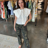 Ruffle Embroidered Collar Shirt