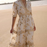 V-Neck Cuffed Maxi in Carlin