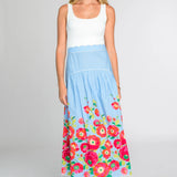 Phoebe Skirt in Blueberry Poppy Patch