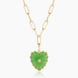 Light Green Jade Heart Clip Necklace