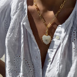 Mother of Pearl Heart Clip Necklace