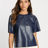 Carysn Top in Navy Vegan Leather