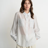 Sheer Pocket Button Up Shirt