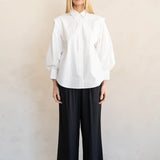 Structured Pleat Button Up Top