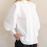 Structured Pleat Button Up Top