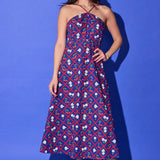 Karin Dress in Navy Cherry