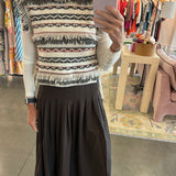 Flat Front Brown Pleated Skirt