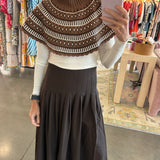 Flat Front Brown Pleated Skirt