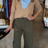 Distressed Cashmere Crew in Light Brown