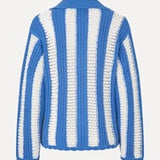 Knit Collar Cardigan in Baseball Stripes