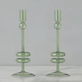 Glass Candlestick Pair, Medium
