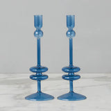 Glass Candlestick Pair, Medium