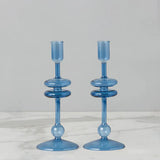 Glass Candlestick Pair, Small